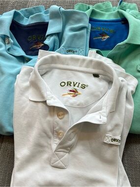 Orvis Fly Fishing Men’s embroidered polo t-shirt Medium Lot Bundle Of 3